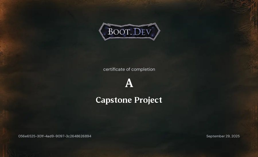 A's Boot.dev Capstone Project certificate