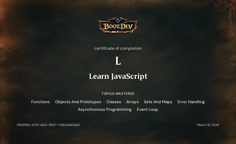 L's Boot.dev Learn JavaScript certificate