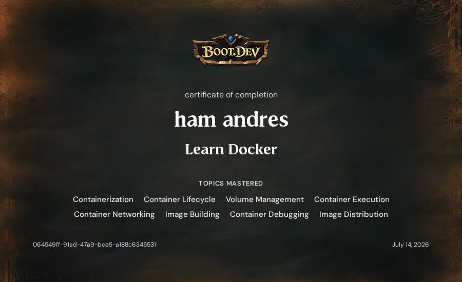 Asim Ray's Boot.dev Learn Docker certificate