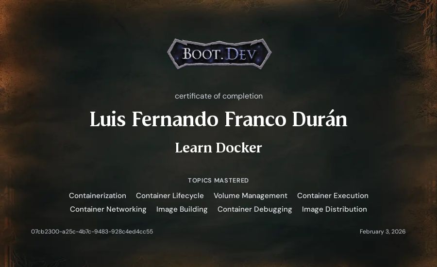 Fernando Franco's Boot.dev Learn Docker certificate