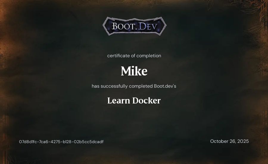 Mike's Boot.dev Learn Docker certificate