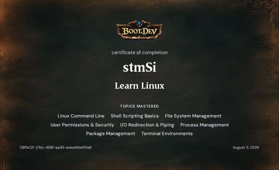 stmSi's Boot.dev Learn Linux certificate