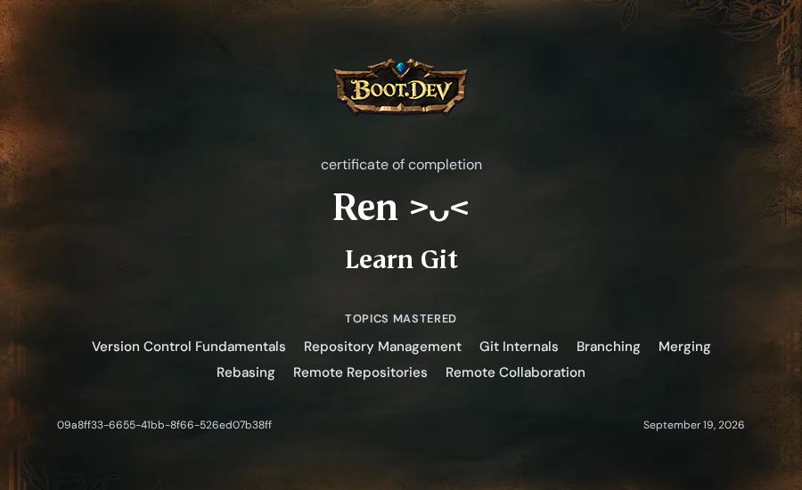 Ren >ᴗ<'s Boot.dev Learn Git certificate