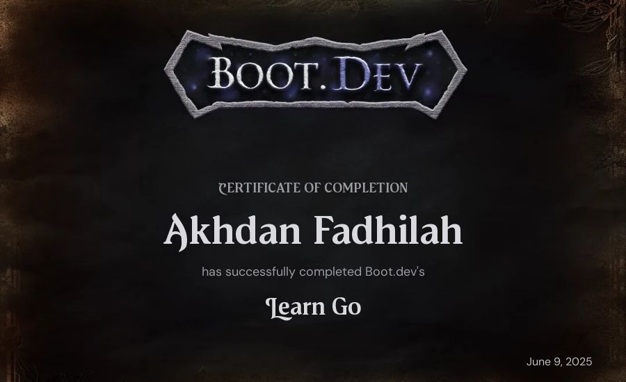 Akhdan Fadhilah's Boot.dev Learn Go certificate