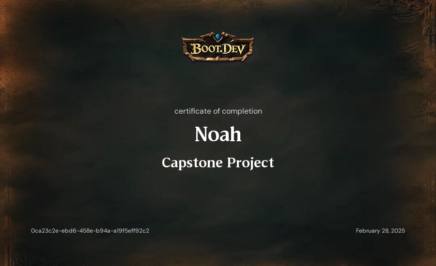 Noah's Boot.dev Capstone Project certificate