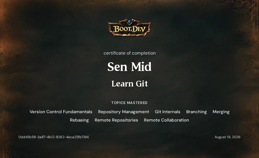 Sen Mid's Boot.dev Learn Git certificate