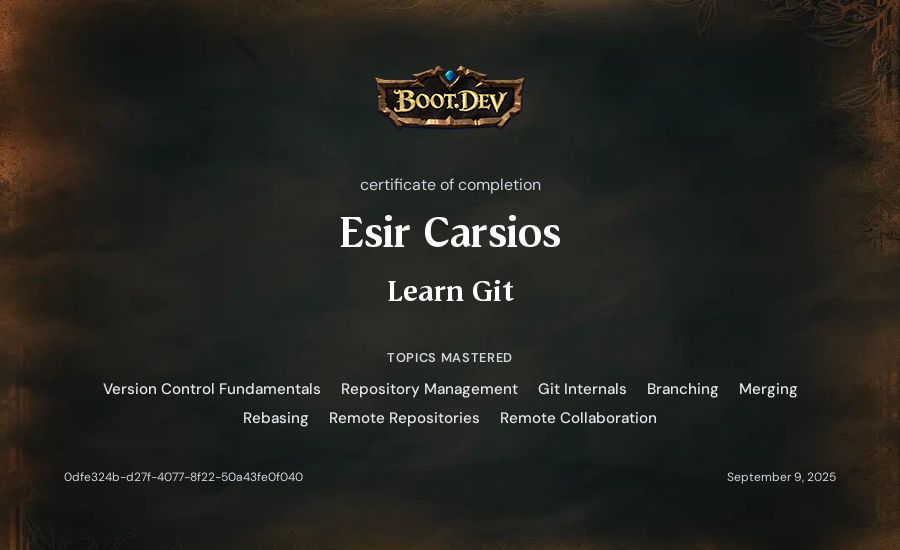 Esir Carsios's Boot.dev Learn Git certificate