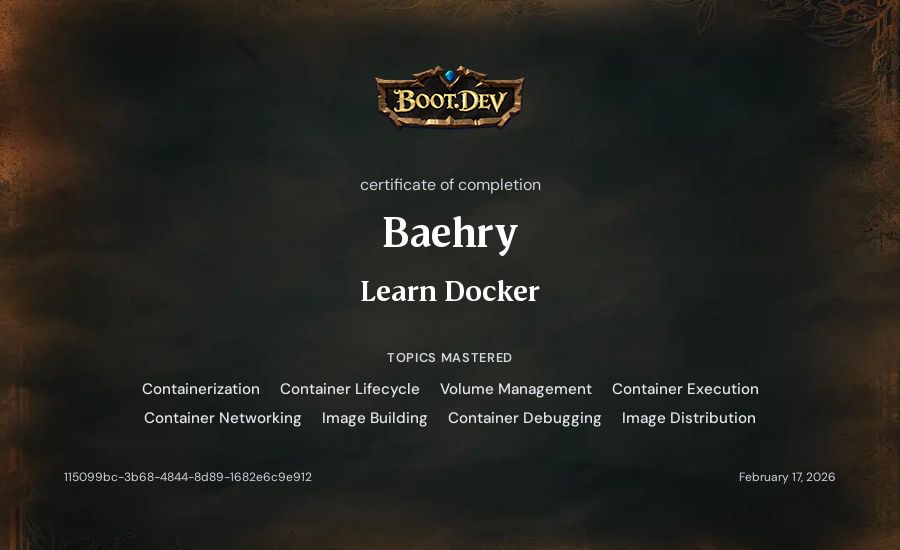 Baehry's Boot.dev Learn Docker certificate
