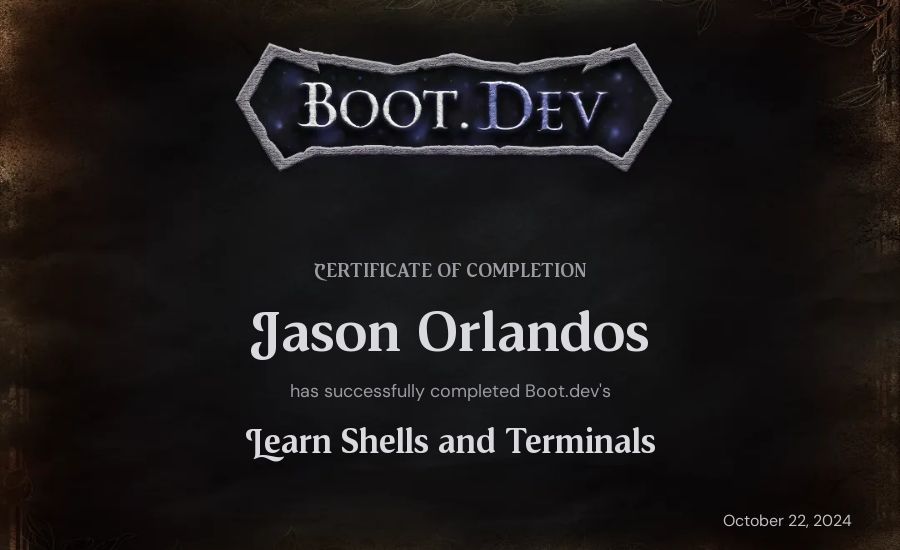 Iason Orlandos's Boot.dev Learn Linux certificate