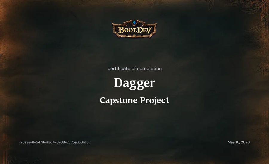 Dagger's Boot.dev Capstone Project certificate