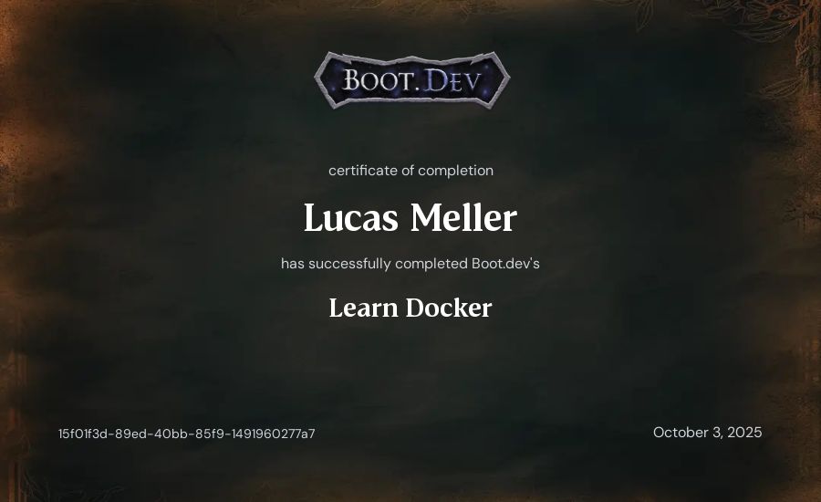 Lucas Meller's Boot.dev Learn Docker certificate