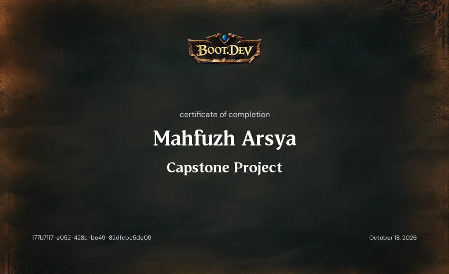 Mahfuzh Arsya's Boot.dev Capstone Project certificate