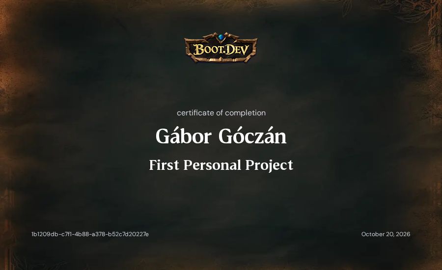 Gábor Góczán's Boot.dev First Personal Project certificate
