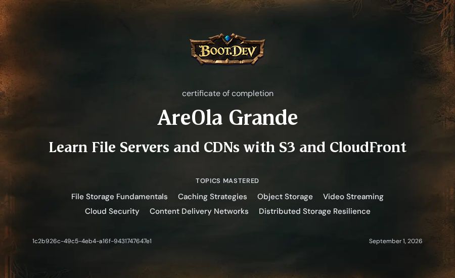 Are0la Grande's Boot.dev Learn File Servers and CDNs with S3 and CloudFront certificate
