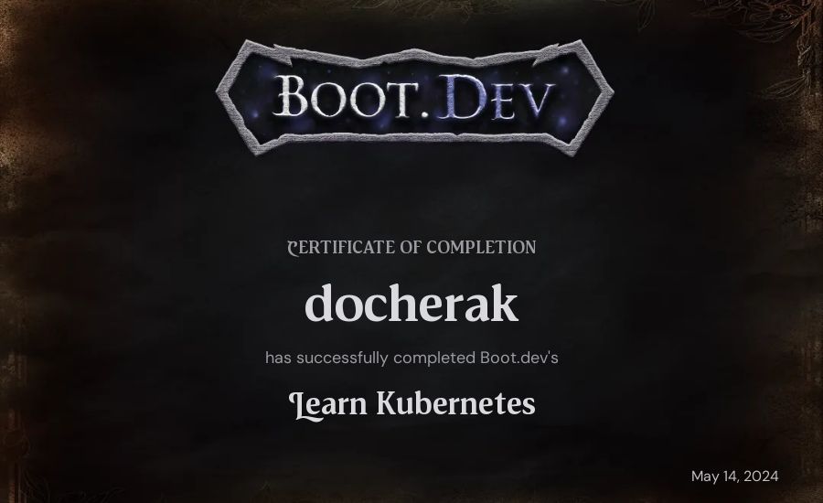 docherak's Boot.dev Learn Kubernetes certificate