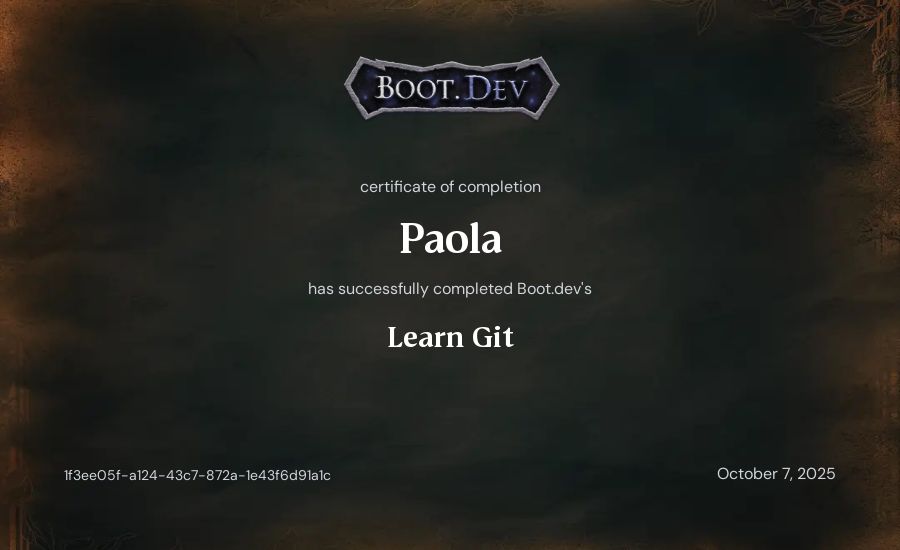 Paola's Boot.dev Learn Git certificate
