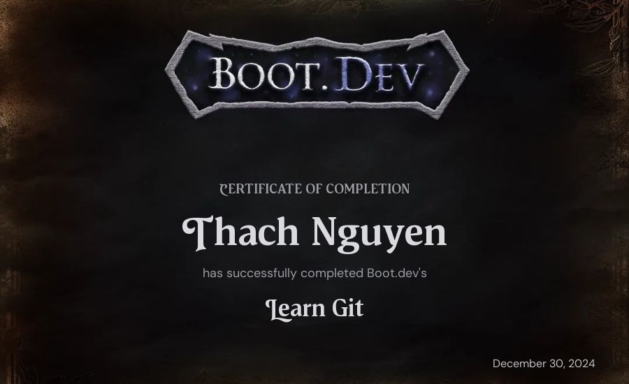 Thach Nguyen's Boot.dev Learn Git certificate