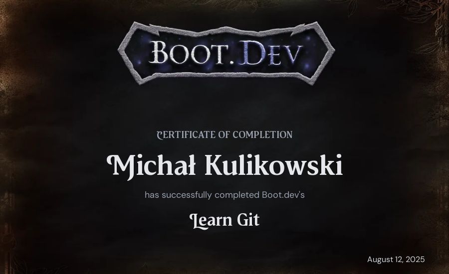 Michał Kulikowski's Boot.dev Learn Git certificate