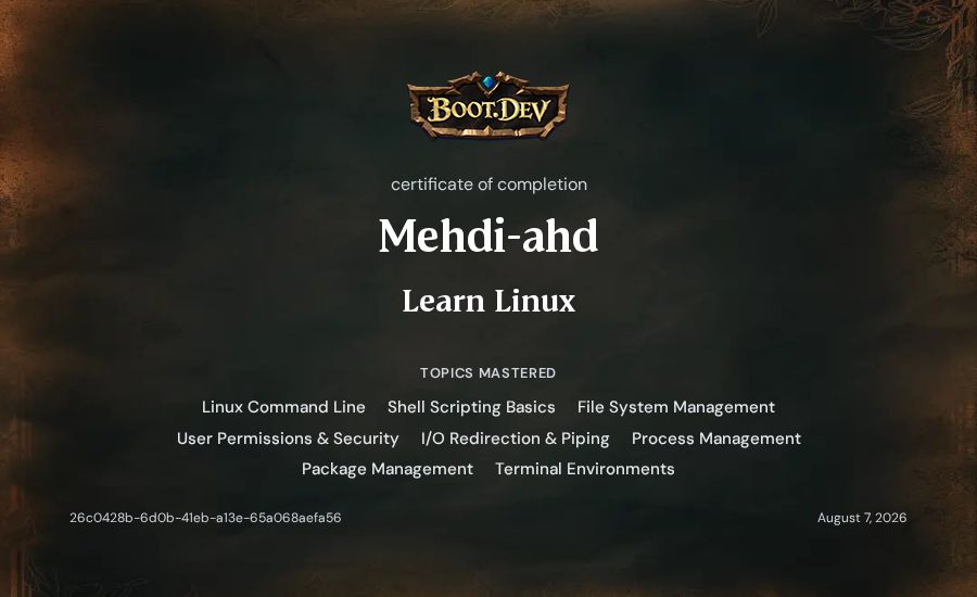 Mehdi-ahd's Boot.dev Learn Linux certificate