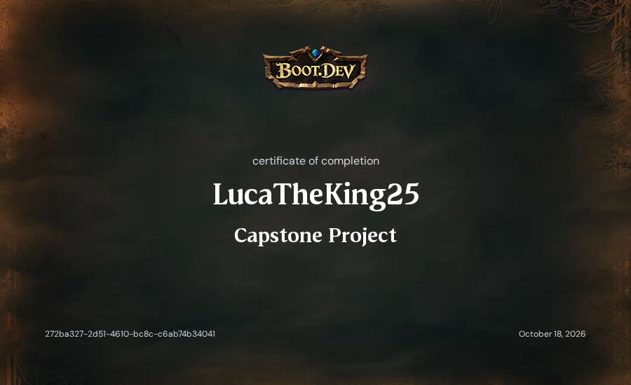 LucaTheKing25's Boot.dev Capstone Project certificate