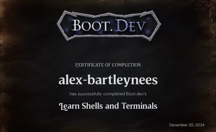 alex-bartleynees's Boot.dev Learn Linux certificate