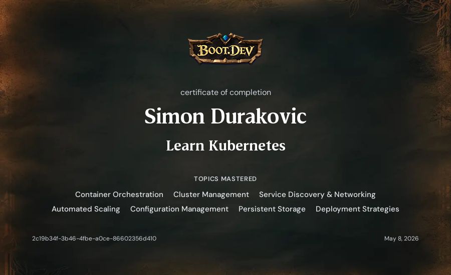 Simon's Boot.dev Learn Kubernetes certificate