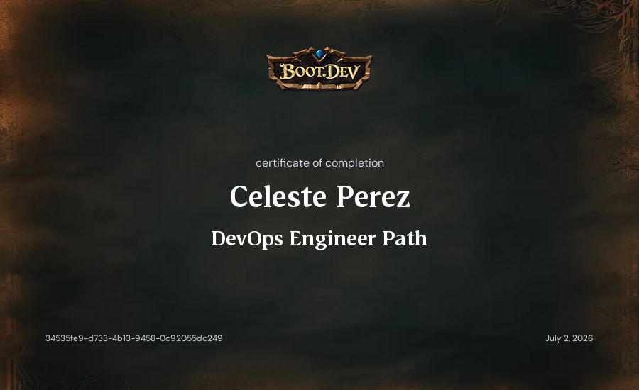Celeste Perez's Boot.dev DevOps Engineer Path certificate