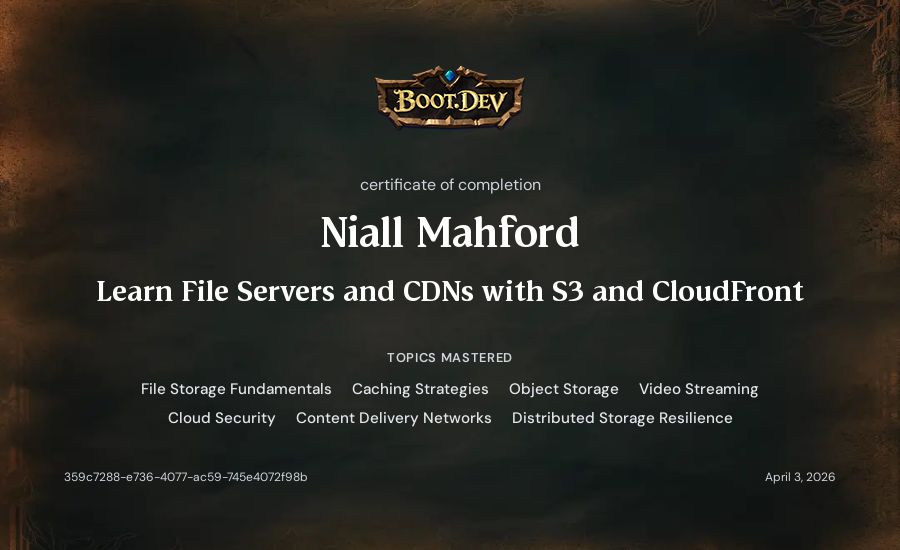 Niall Mahford's Boot.dev Learn File Servers and CDNs with S3 and CloudFront certificate