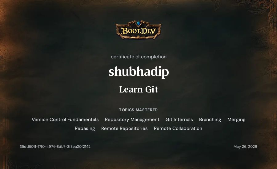 shubhadip's Boot.dev Learn Git certificate