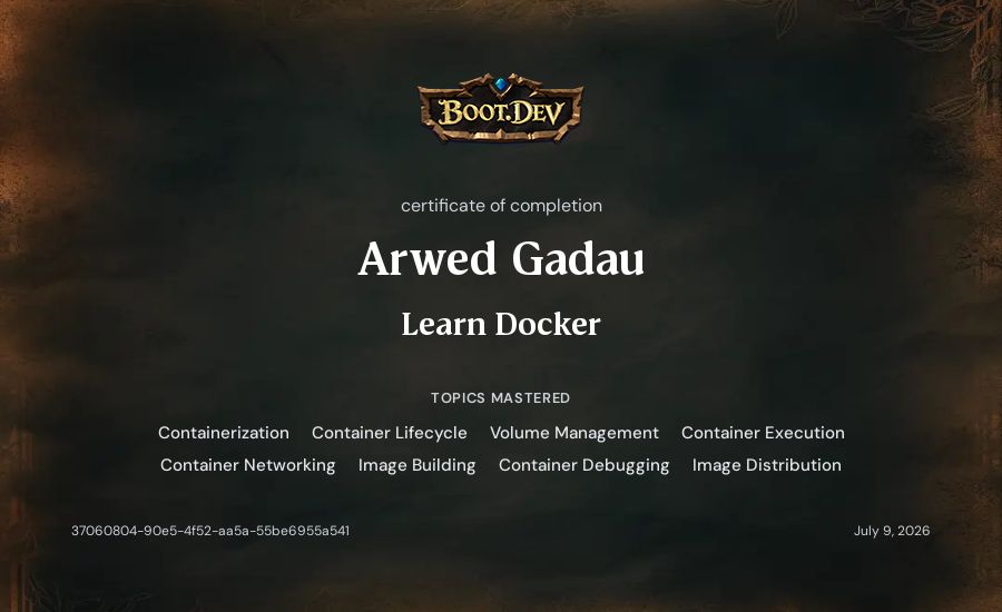 Arwed Gadau's Boot.dev Learn Docker certificate