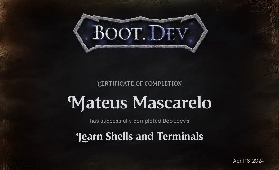 Mateus Mascarelo's Boot.dev Learn Linux certificate