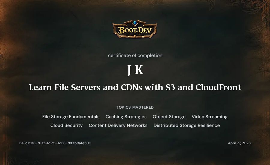 J K's Boot.dev Learn File Servers and CDNs with S3 and CloudFront certificate