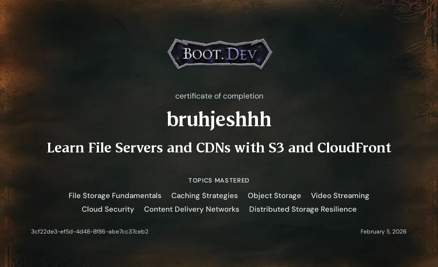 bruhjeshhh's Boot.dev Learn File Servers and CDNs with S3 and CloudFront certificate