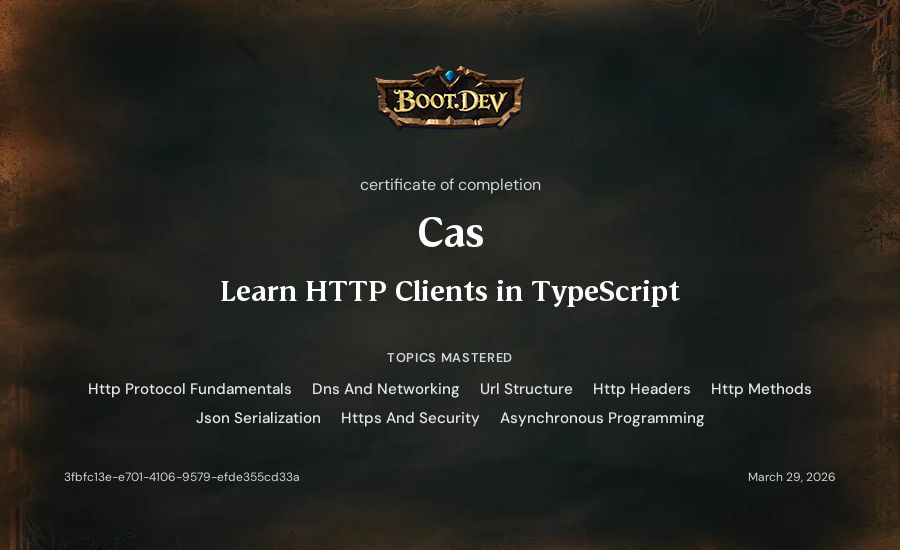 Cas's Boot.dev Learn HTTP Clients in TypeScript certificate