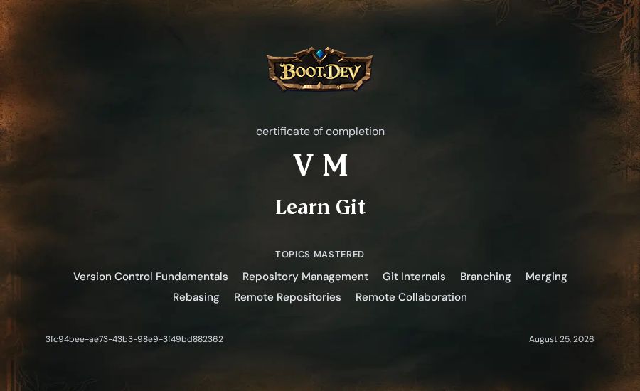 V M's Boot.dev Learn Git certificate