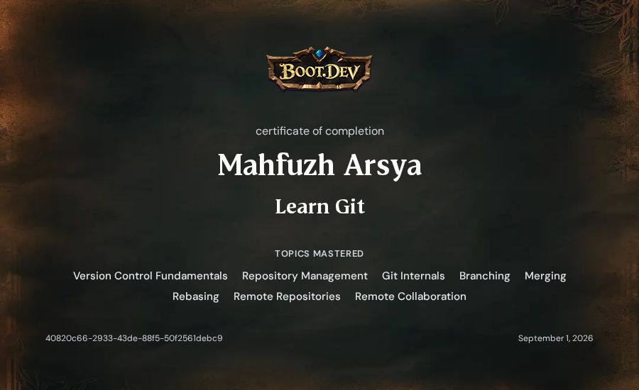 Mahfuzh Arsya's Boot.dev Learn Git certificate