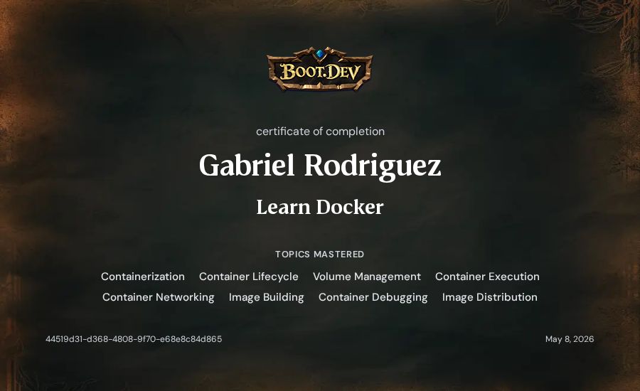 Gabriel Rodriguez's Boot.dev Learn Docker certificate