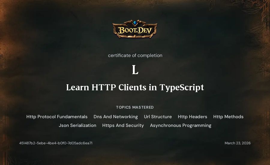 L's Boot.dev Learn HTTP Clients in TypeScript certificate