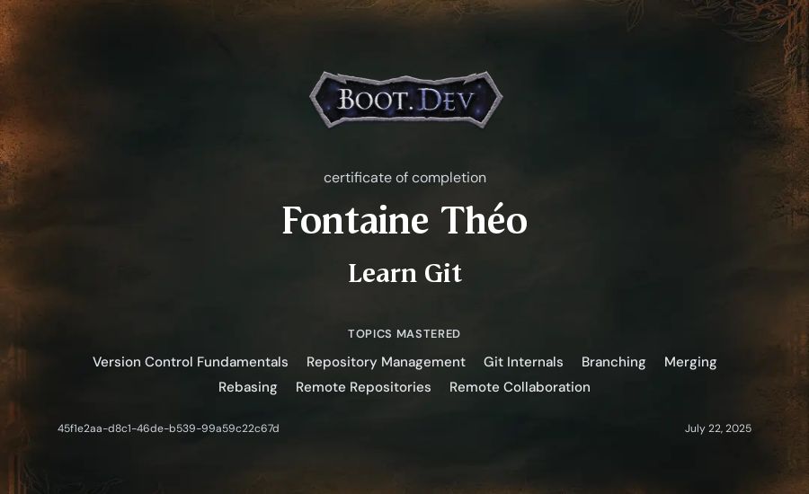 Fontaine Théo's Boot.dev Learn Git certificate