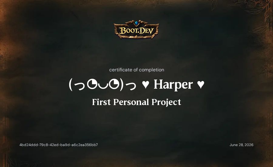 Saleh Rammah's Boot.dev First Personal Project certificate