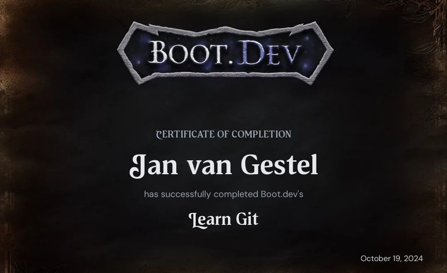 Jan van Gestel's Boot.dev Learn Git certificate