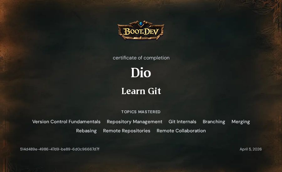 Dio's Boot.dev Learn Git certificate
