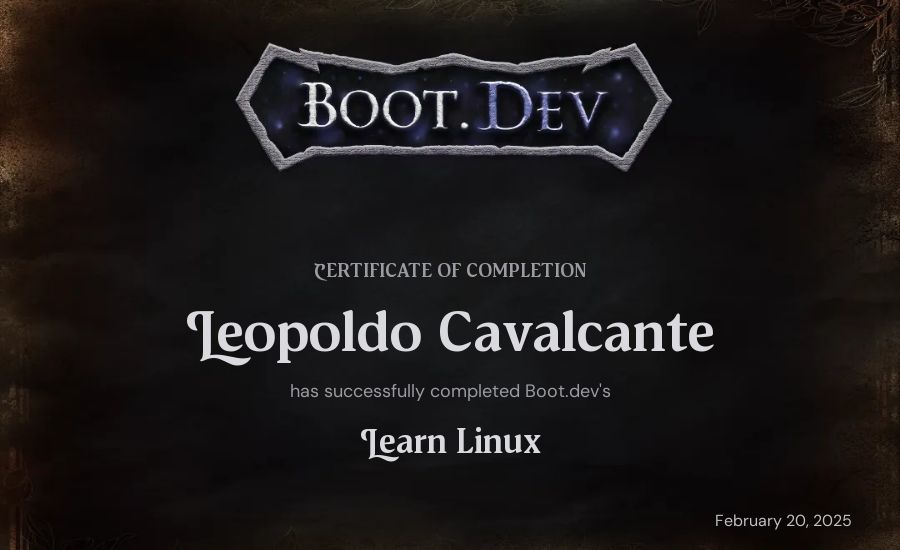 Leopoldo Cavalcante's Boot.dev Learn Linux certificate