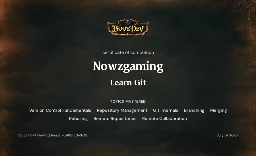 David's Boot.dev Learn Git certificate