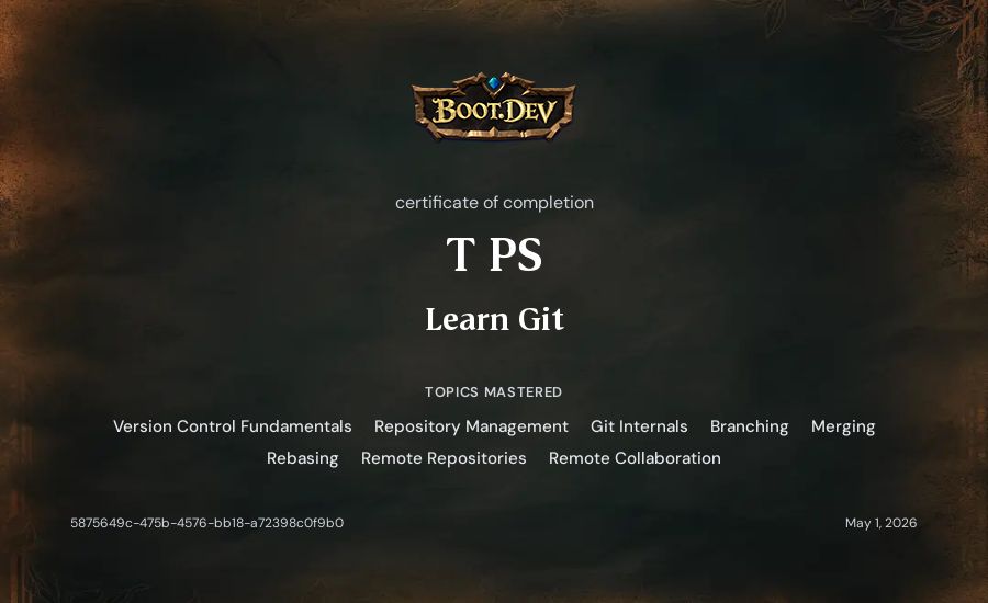 T PS's Boot.dev Learn Git certificate