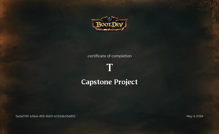 T's Boot.dev Capstone Project certificate