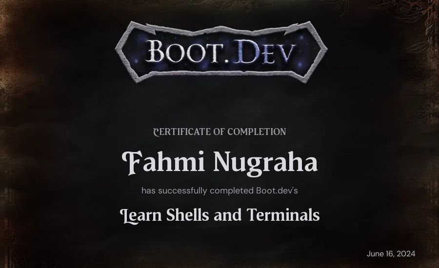 Fahmi Nugraha's Boot.dev Learn Linux certificate