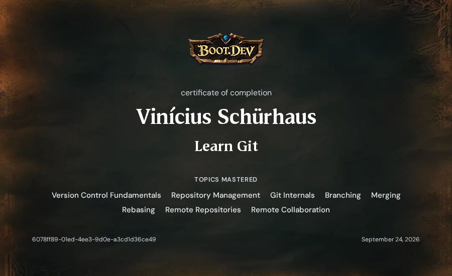 Vinícius Schürhaus's Boot.dev Learn Git certificate