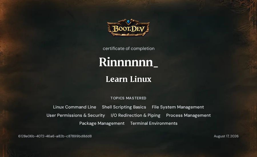 Rinnnnnn_'s Boot.dev Learn Linux certificate