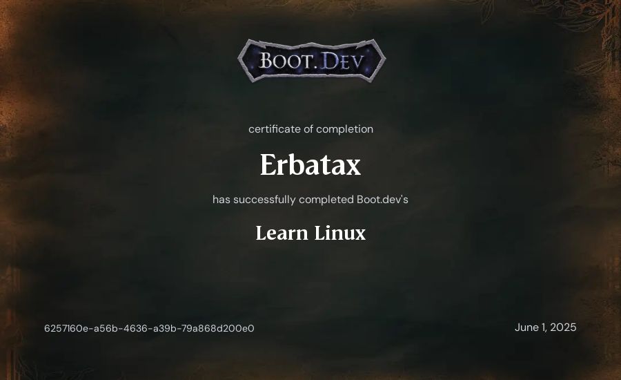 Erbatax's Boot.dev Learn Linux certificate